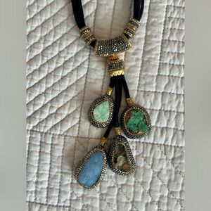 Boho necklace crystal stones sparkly marcasite?